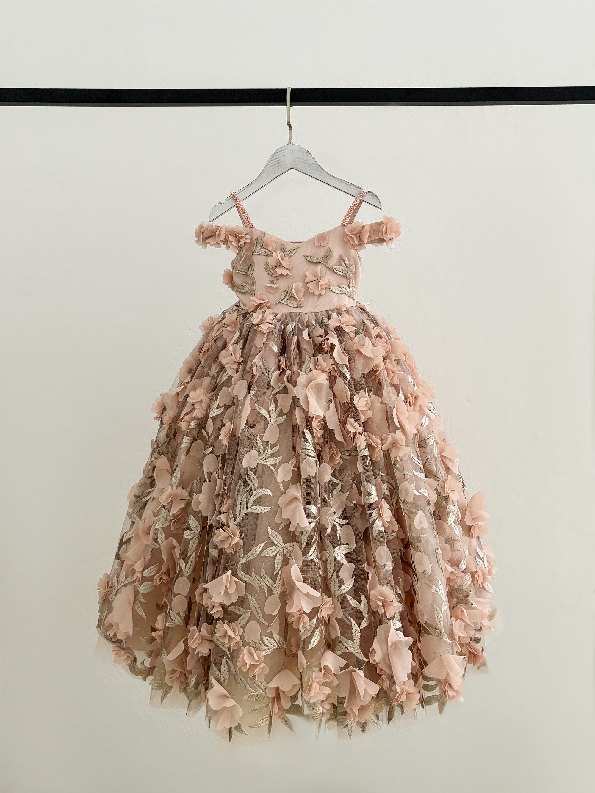 Girls 3D Floral Glitter Tulle Pageant Ballgown main image 1