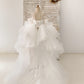 Off Shoulder Ivory Lace Tulle Straps Corset Back Horsehair Wedding Flower Girl Dress