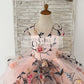 Ball Gown Embroidery Lace Tulle Cap Sleeves Keyhole Back Wedding Flower Girl Dress Kids Party Dress