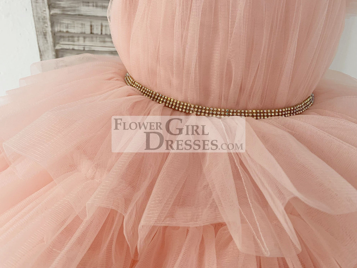 Blush Pink Cupcake Tulle Wedding Flower Girl Dress Kids Party Dress