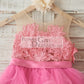 Cupcake Fuchsia Lace Tulle Wedding Flower Girl Dress with Horsehair Tulle Hem
