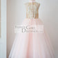 Halter Neckline Ivory Lace Pink Tulle Sheer Back Wedding Flower Girl Dress