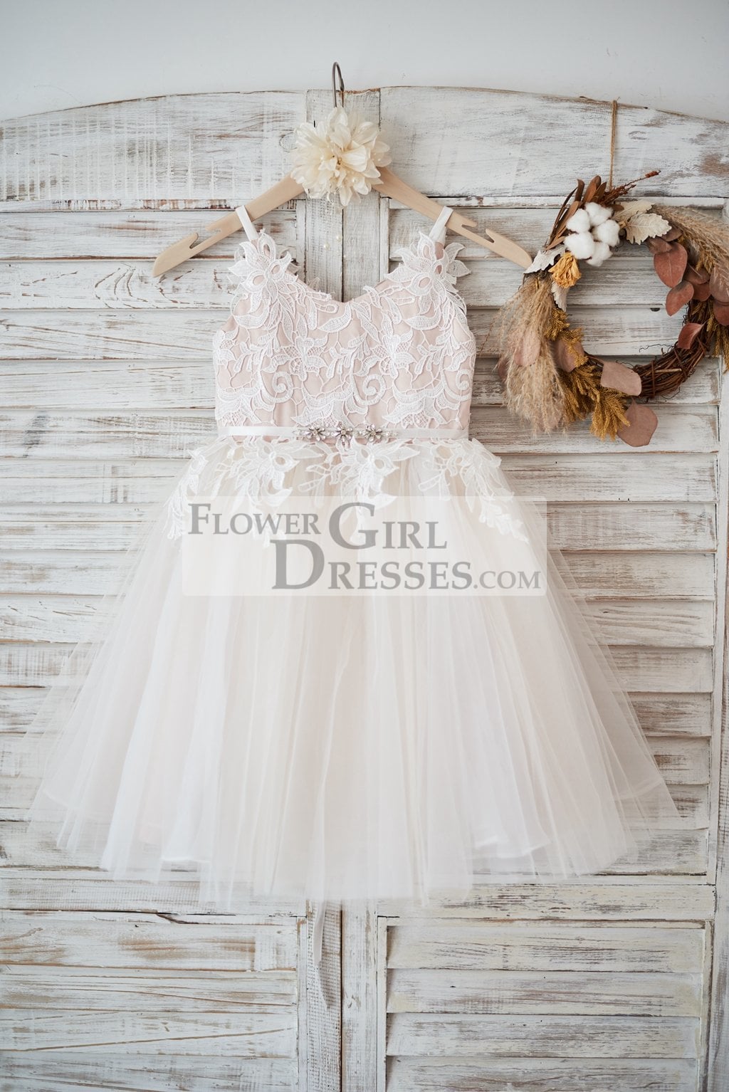 GRETA PEARLS Tulle Flower Girl Dress Blush Dress Wedding 