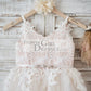 Ivory lace Tulle Spaghetti straps Wedding Flower Girl Dress with Beaded Belt