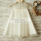 Sheer Neck ChampagneTulle Lace Wedding Flower Girl Dress with Pearls