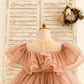 Ball Gown 3D Butterflies Mauve Tulle Ruffles Wedding Flower Girl Dress