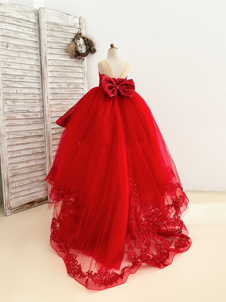 Ball Gown Red Sequin Lace Tulle Hi-Low Wedding Flower Girl Dress - Flower Girl Dresses Ball Gown Red Sequin Lace Tulle Hi-Low Wedding Flower Girl Dress - Flower Girl Dresses