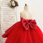 Ball Gown Red Sequin Lace Tulle Hi-Low Detachable Train Wedding Flower Girl Dress