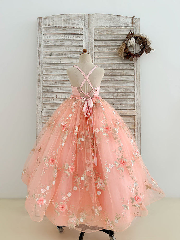 Pink 3D Flowers Sweetheart Ball Gown Wedding Flower Girl Dress - Flower Girl Dresses Pink 3D Flowers Sweetheart Ball Gown Wedding Flower Girl Dress - Flower Girl Dresses