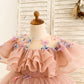 Ball Gown 3D Butterflies Mauve Tulle Ruffles Wedding Flower Girl Dress