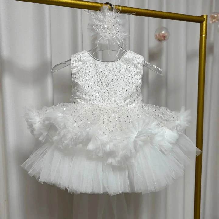 Ball Gown Fuchsia Sequin Tulle Pageants Christmas Birthday Wedding Flower Girl Dress