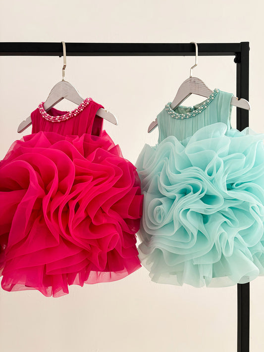 Ball Gown Sleeveless Rosette Organza Knee Length Kids Party Flower Girl Dress