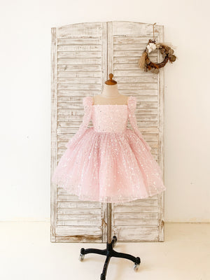 Long Sleeves Pink Crystal Beaded Flower Girl Dress Birthday Party - Flower Girl Dresses Long Sleeves Pink Crystal Beaded Flower Girl Dress Birthday Party - Flower Girl Dresses