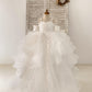 Off Shoulder Ivory Lace Tulle Straps Corset Back Horsehair Wedding Flower Girl Dress