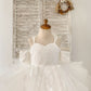 Off Shoulder Ivory Lace Tulle Straps Corset Back Horsehair Wedding Flower Girl Dress