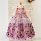 3D Purple Lace Flower Tulle Wedding Flower Girl Dress Kids Party Dress Photography Dress