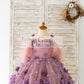 3D Purple Lace Flower Tulle Wedding Flower Girl Dress Kids Party Dress Photography Dress