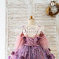 3D Purple Lace Flower Tulle Wedding Flower Girl Dress Kids Party Dress Photography Dress