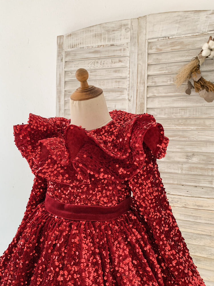 fancy christmas dresses for toddlers Baby And Toddler Girls Long Sleeve Christmas Print Everyday Dress - RED