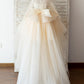 Hi-Low Long Sleeves Champagne Sequin Tulle Wedding Flower Girl Dress