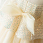 Hi-Low Long Sleeves Champagne Sequin Tulle Wedding Flower Girl Dress