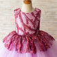 Fuchsia Sequin Tulle V Back Hi-Low Wedding Flower Girl Dress Kids Party Dress