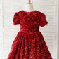 Short Sleeves Burgundy Sequin Wedding Flower Girl Dress Kids Formal Dress