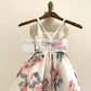 A-line Floral Print Chiffon Straps Corset Back Wedding Flower Girl Dress Kids Party Dress