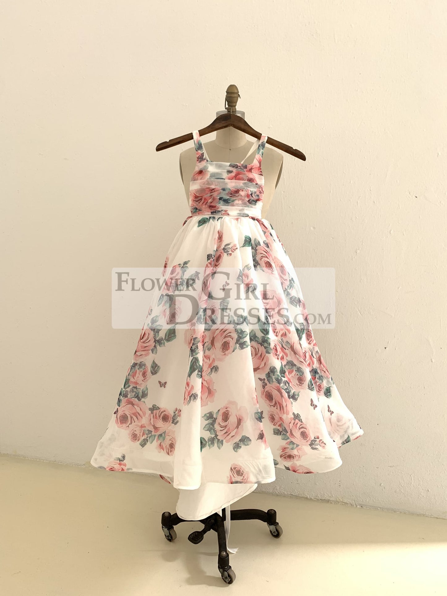 A-line Floral Print Chiffon Straps Corset Back Wedding Flower Girl Dre –  Flower Girl Dresses