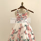 A-line Floral Print Chiffon Straps Corset Back Wedding Flower Girl Dress Kids Party Dress