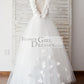 Backless Lace Tulle Wedding Flower Girl Dress with Pearls
