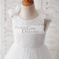 Backless Lace Tulle Wedding Flower Girl Dress with Pearls