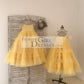Ball Gown Off Shoulder Yellow Ruffle Tulle Wedding Flower Girl Dress Kids Party Dress