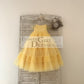 Ball Gown Off Shoulder Yellow Ruffle Tulle Wedding Flower Girl Dress Kids Party Dress