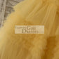 Ball Gown Off Shoulder Yellow Ruffle Tulle Wedding Flower Girl Dress Kids Party Dress