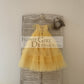 Ball Gown Off Shoulder Yellow Ruffle Tulle Wedding Flower Girl Dress Kids Party Dress