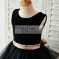 Black Velvet Tulle Keyhole Back Wedding Flower Girl Dress with Sequin Bow