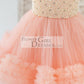 Blush Pink V Back Pearl Beaded Tulle Wedding Flower Girl Dress Kids Party Dress