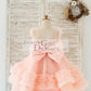 Blush Pink V Back Pearl Beaded Tulle Wedding Flower Girl Dress Kids Party Dress