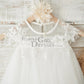 Boho Beach Sheer Neck Ivory Tulle Lace Wedding Flower Girl Dress