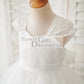 Cap Sleeves Ivory Lace Tulle Wedding Flower Girl Dress with Big Bow