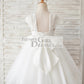 Cap Sleeves Ivory Lace Tulle Wedding Flower Girl Dress with Big Bow