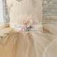 Champagne Embroidery Lace Tulle Keyhole Back Wedding Flower Girl Dress Kids Party Dress