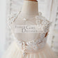 Champagne Tulle Ivory Lace Keyhole Back Wedding Flower Girl Dress