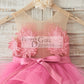 Cupcake Fuchsia Lace Tulle Wedding Flower Girl Dress with Horsehair Tulle Hem