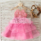 Cupcake Fuchsia Lace Tulle Wedding Flower Girl Dress with Horsehair Tulle Hem