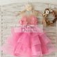 Cupcake Fuchsia Lace Tulle Wedding Flower Girl Dress with Horsehair Tulle Hem