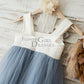Dusty Blue Tulle Beaded Lace Wedding Flower Girl Dress