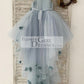 Dusty Blue Tulle Hi Low Wedding Flower Girl Dress Kids Party Dress with Long Train