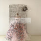Embroidery Lace Tulle Cap Sleeves Keyhole Back Wedding Flower Girl Dress Kids Party Dress